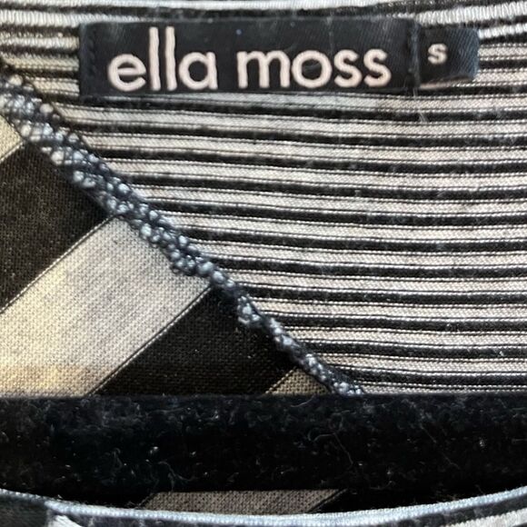 ANTHROPOLOGIE ELLA MOSS Stripe Short Sleeve Tunic Top Black Gray Women’s Small - Picture 6 of 6